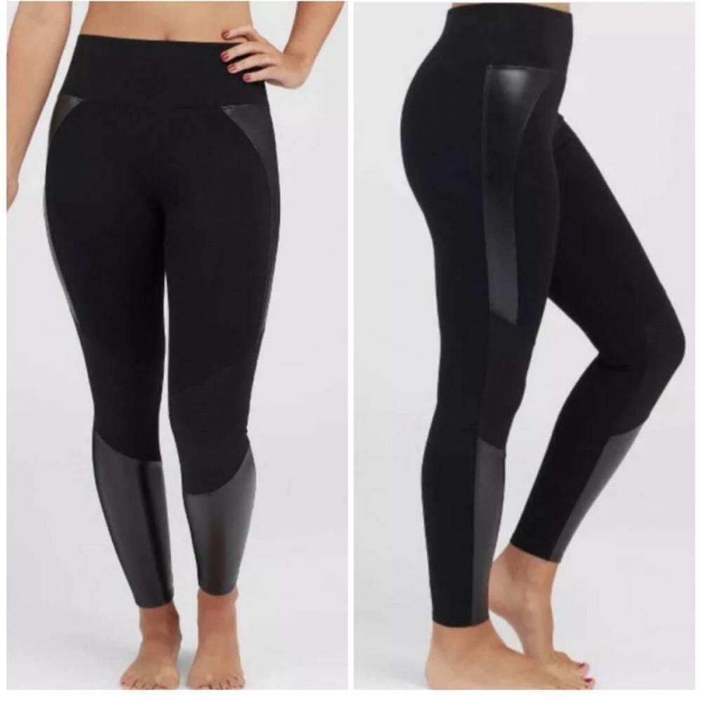Spanx Assets Moto Shaping Leggings faux leather leggings